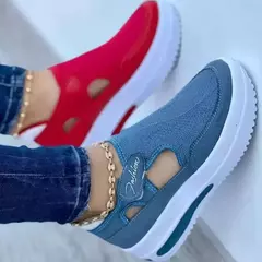 Sapatos casuais vermelhos, marca de moda respirável feminina, plataforma de sandálias femininas de verão, sapatos vulcanizados, novos sapatos esportivos femininos - loja online