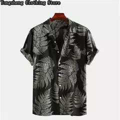 Camisa casual de seda gelo estampada manga curta masculina, site independente, roupas de férias havaianas, venda quente - Wolf Magazine