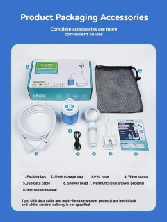 Chuveiro externo recarregável portátil, design compacto portátil, fluxo de chuveiro suave para lavagem de carro, rega de flores, banho