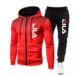 Fatos de treino e moletom de 2 peças masculinos, moletom com capuz com zíper, calça casual fitness, roupas esportivas para jogging, estampa inverno, 2022 na internet