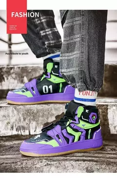 EVA Anime Joint Limit Sapatos de cano alto estilo casal tênis de basquete masculino esportes casuais sola de borracha respirável sapatos de verão - Wolf Magazine