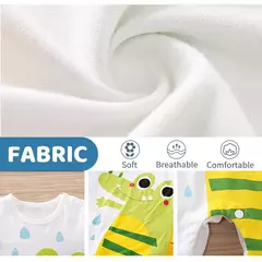 Crocodile Bodysuit de meninos e meninas, algodão impresso 3D, confortável, casual, manga curta, bebê, fofo, verão - Wolf Magazine