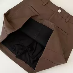 Saia Bodycon de couro PU feminina, botões vintage, bolso com zíper, versátil, cintura alta, fina, curta, sólida, linha A, verão, novo - loja online