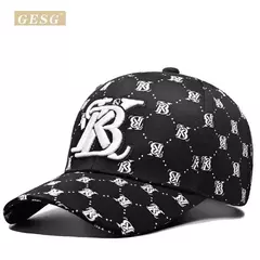 Boné de beisebol masculino estampado na moda, todo preto, tudo combina, maré de rua, marca pica, chapéu masculino, verão na internet