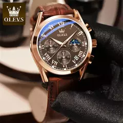 OLEVS-Relógio Quartzo de Luxo Masculino, Marca Top, Fase da Lua, Impermeável, Cronógrafo, Relógios de Pulso Masculino, Moda - comprar online
