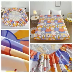 Kuup poliéster impermeável desenhos animados cabido folha, cama king size tampa, sem fronha, elástico, em torno do colchão, 360 ° - comprar online
