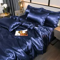 Monocromático Rayon Satin Conjunto de cama, luxo Duvet Cover Kit, Twin Queen e King Size, Home Textile, 3PCs, 4PCs - loja online