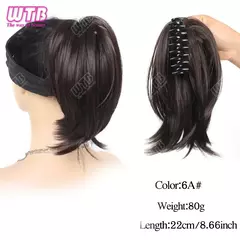 Clipe de garra sintética em rabo de cavalo curto encaracolado rabo de cavalo clip-on cabelo peruca falsa cavalo pônei extensão peruca para mulher na internet