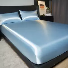 Elegante cetim equipado lençol, folha equipada, luxuoso Universal King e Queen Size, 35cm de altura, adiciona opção para sua decoração do quarto - comprar online
