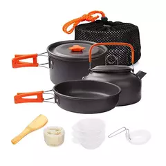 Kit Panelas De Acampamento Conjunto De Cozinha Ao Ar Livre Equipamento De Alumínio Pote Ao Ar Livre Louça De Viagem Cozinha Caminhadas Picnic BBQ
