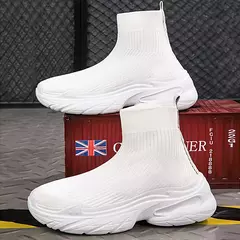 Sapatilha de tecelagem voadora masculina, popular, confortável, casual, leve, tênis masculino esportivo ao ar livre, meia da moda - comprar online
