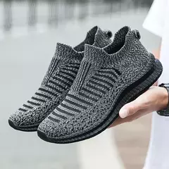 Tênis antiderrapante leve e respirável masculino, sapato vulcanizado, sapato casual para caminhada masculina, deslizar sobre sapatilhas, ao ar livre, 2023 na internet