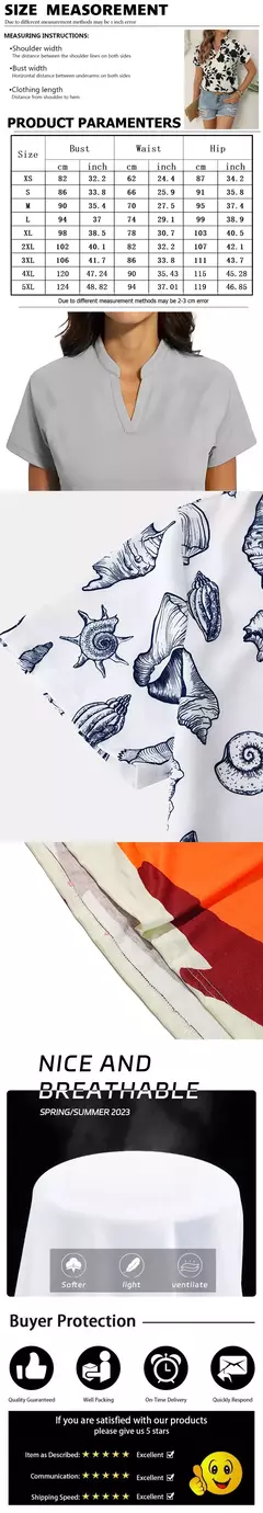 Top com decote em v impresso digital para mulheres, camisa casual, listrada em cores, férias havaianas, plus size, moda verão, novo, 2024 na internet