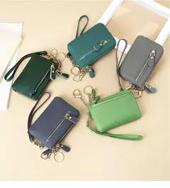 Royal Bagger-carteira curta para mulheres, couro genuíno de vaca, bolsa de embreagem fofa, porta-moedas com zíper, porta-cartão com chaveiro, na moda - loja online