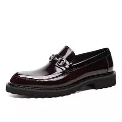 Sapato masculino vestido de fivela de rua, mocassins de couro genuíno, sapatos casuais luxuosos, sapato elegante bom ponto afiado, alta qualidade - comprar online