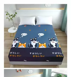 Poliéster ajustável dos desenhos animados cabido folha, King Bed Sheets, casal tampa de cama, travesseiro elástico capa, novo, excluindo - comprar online
