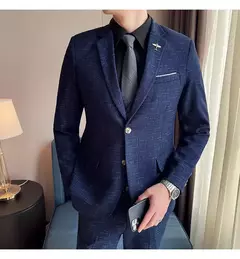 Terno xadrez formal masculino, vestido de noiva noivo, blazer de festa, calças, jaqueta, colete, calças, high-end, casual, escritório, marca
