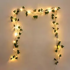 Luzes de folha verde para decoração, Videira artificial Ivy, Luz de fada para festa de casamento, Natal, Planta de parede, 2m-10m - loja online