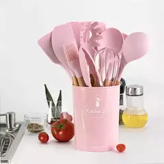 12pçs panelas de cozinha de silicone, panelas resistentes ao calor, panelas antiaderentes, ferramentas de cozinha com caixa de armazenamento