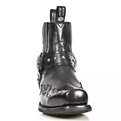 Preto estilo legal botas masculinas rebite cristal decoração fivela cinto apontou toe couro de alta qualidade sapatos masculinos 2024 zapatillas mujers - loja online