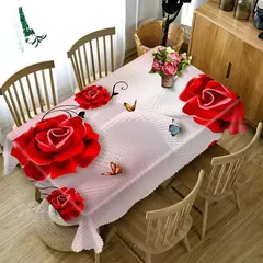Red Rose Flower Plant Padrão Impermeável Toalha De Mesa Pano Casa Festa Decoração De Casamento Mesa Retangular Cobertura Mantel Mesa na internet