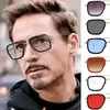 Tony Stark óculos de sol para homens e mulheres, óculos quadrados, armação de metal, Trendy Shades, Steam Punk, moda unissex