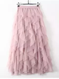 TIGENA-Tutu saia comprida de tule para mulheres, cintura alta, saia plissada, malha, rosa, moda coreana, fofa, estética, feminina, senhora, 2023 - Wolf Magazine