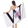 Toalhas de banho para o corpo, secagem rápida, toalha de praia de microfibra, grande toalha esportiva, letra e flor, homens e mulheres
