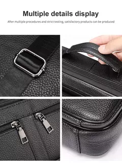 Bolsa de ombro de couro genuíno para homens Bolsa preta de couro, saco do mensageiro do escritório do negócio, saco crossbody masculino - Wolf Magazine
