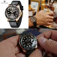 Pagani design esportes masculino relógio de pulso mecânico safira luxo relógio automático para homem aço inoxidável à prova dwaterproof água - comprar online