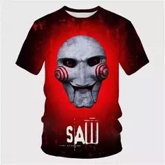 Homens e mulheres 3D Saw Horror Print Camisetas, Streetwear extragrande, camiseta de manga curta, tops com o pescoço, camisetas infantis, roupas de moda verão - Wolf Magazine