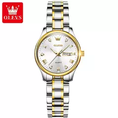 OLEVS-Relógio De Pulso Impermeável De Aço Inoxidável Feminino, Relógios Originais Para Senhoras, Relógio De Pulso De Quartzo De Luxo, Ouro - loja online