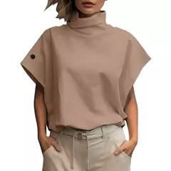 ZANZEA-Camisa feminina elegante de gola alta, blusa manga curta, casual, tops de escritório soltos, festa, moda verão, 2022 na internet