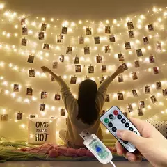 Bateria USB operado LED String Lights, Photo Clip, Fairy Lights, ao ar livre, árvore de Natal, decoração da guirlanda, decoração do casamento, 2m, 5m, 10m