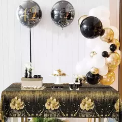 Imagem do Toalha de mesa descartável para festa de aniversário, capa de mesa para homens e mulheres, ouro rosa, preto, dourado, velho, material de festa