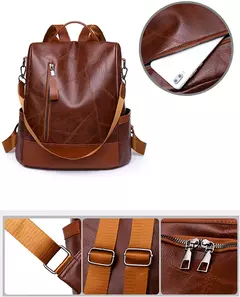 Bolsa de ombro antiroubo de couro macia para mulheres, mochila de moda simples, designer de grande capacidade, alta qualidade, nova, 2023