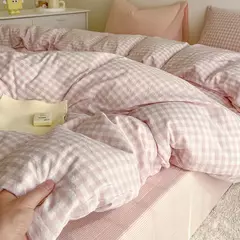 Conjunto de cama rosa sólida sem enchimento, capa de edredão, folha plana, fronha, queen size completa, casa do hotel, roupa de cama macia, moda - comprar online
