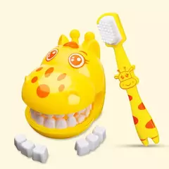 Montessori brinquedos educativos para crianças, girafa bonito, dentista Role-Playing Games, escova de dentes, fingir jogar, presentes para crianças