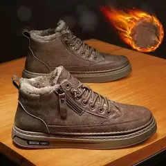 Botas de neve retrô de pelúcia antiderrapante masculina, sapatos quentes de algodão, moda clássica, confortável, esportes ao ar livre, casual, inverno, novo, 2024 - comprar online
