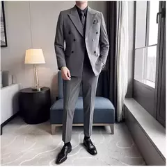 Vestido de smoking de casamento de três peças para homens, terno de negócios, social, cor sólida, trespassado, noivo, moda, jaqueta, calça, colete, novo - comprar online