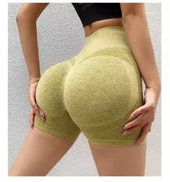 Shorts de ioga para mulheres, treino elástico, cintura alta, controle de barriga, calças Ruched Booty, calças justas de compressão sem costura - comprar online