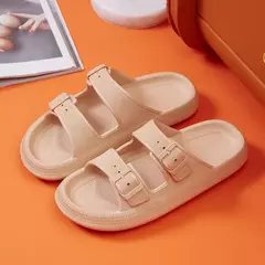 Moda fivela de plataforma grossa chinelos mulher em casa sola macia eva nuvem slides sandálias verão 2023 não deslizamento praia flip flops - comprar online