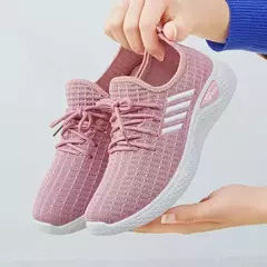 Novos calçados esportivos leves femininos, calçados esportivos para adultos, sapatos de malha respirável, sola macia confortável, sapatos únicos casuais - comprar online