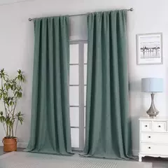Cortina de teto alto para sala de estar, linho falso, monocromático, 100% apagão, quarto, 350m Altura