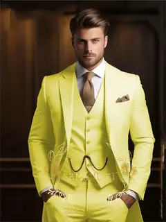 Ternos de casamento casuais para homens, feitos sob medida, jaqueta, colete, calças, sparking formal do noivo, lapela pontudo, traje de 3 peças - loja online