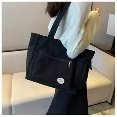 Bolsa de ombro de grande capacidade feminina, sacola de estudante, bolsa de classe, lona, nova moda, 2023 - loja online