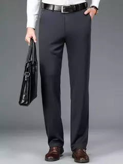 Calças de roupa elástica de resfriamento masculina, calças estrias de escritório, seda gelada, calça masculina de verão, calças de alfaiataria elegante, clássica, 2024 - loja online