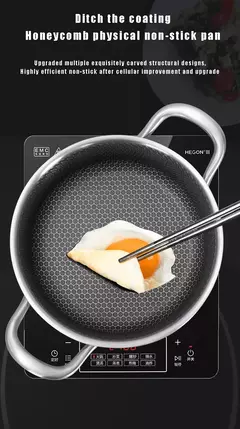 Imagem do Honeycomb Bottom Non Stick Pan, Fogão de Indução Fogão a Gás Frigideira, Aço Inoxidável 316, Panela de sopa, Frigideira Wok, Frigideira Geral, 28 cm, 30cm