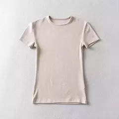 Camiseta feminina com ajuste magro, manga curta apertada, camiseta com gola O, tops básicos de corte sólido, casual, verão - comprar online