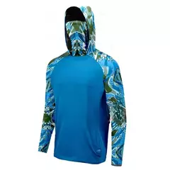 Camisa de pesca com capuz masculina, roupas ao ar livre, capuz com máscara de verão, proteção solar UV - Wolf Magazine